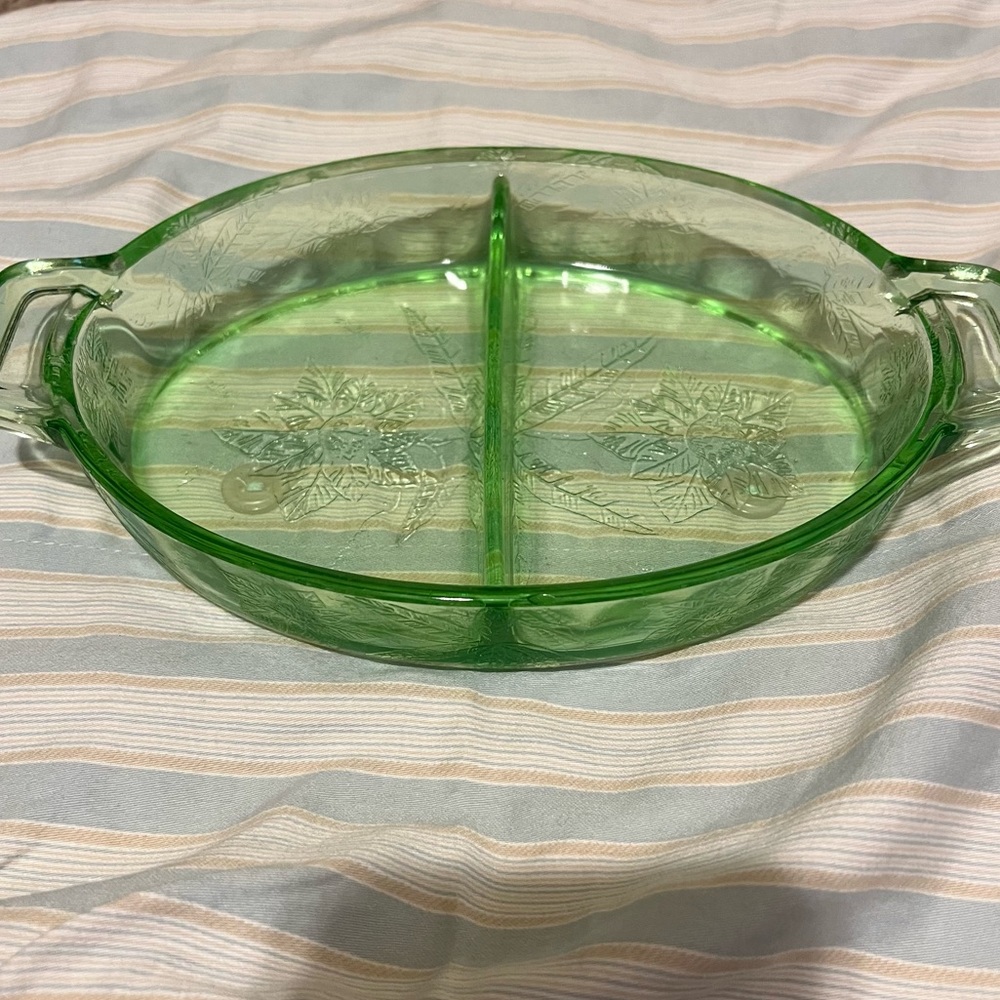Vintage mint green depression glass small serving dish